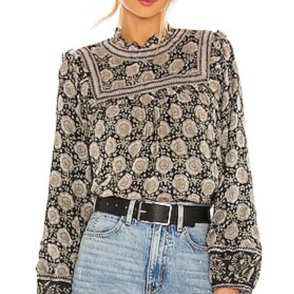 NWT CLEOBELLA Blouse Floral Black and Cream Women's Top - Picture 1 of 1